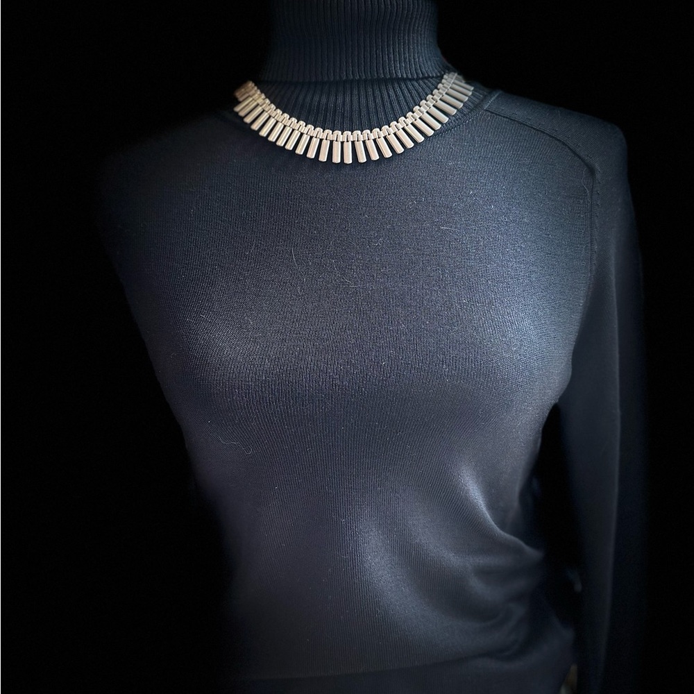 Sterling Silver, Rectangular-Toothed Necklace - image 2